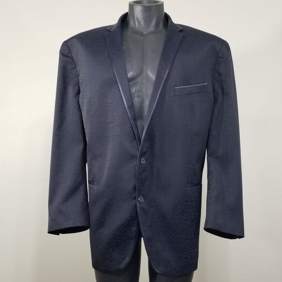 Reaction Kenneth Cole Blue Paisley Dinner Tuxedo Blazer Jacket Separate Mens 50R - Picture 1 of 7